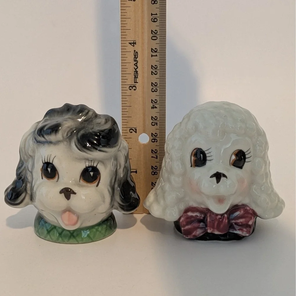 Vintage Poodle Head Dog Salt And Pepper Shakers Anthropomorphic Made In Japan